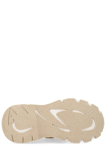 Beige rubber sole with textured chunky design and white accents on dolce and gabbana women’s dg country sneaker white