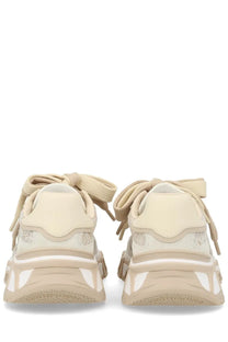 Dolce &amp; gabbana women’s dg country sneaker white cream chunky leather sneakers with thick soles and bow-tied laces