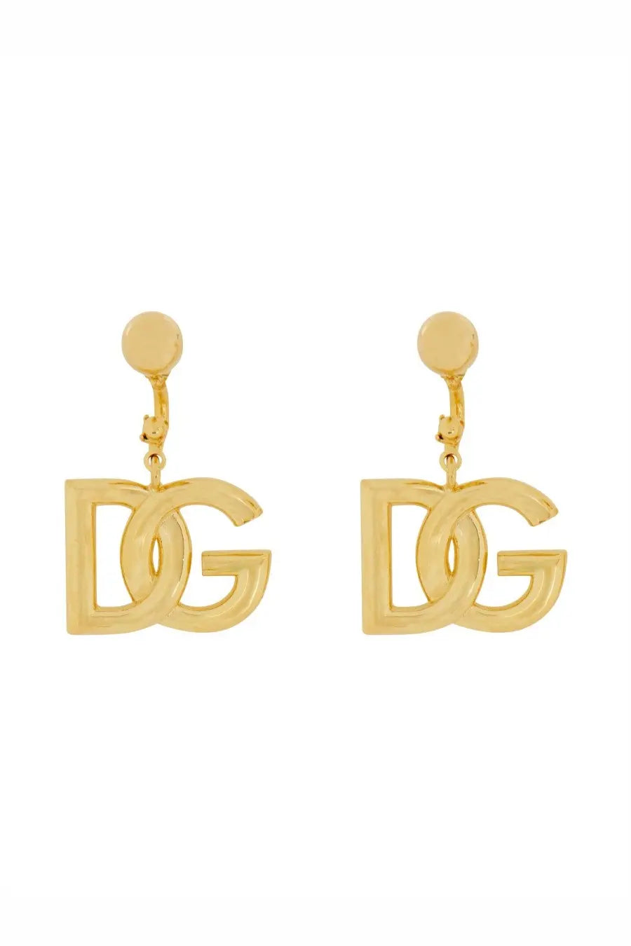 Dolce &amp; Gabbana women’s gold-tone dg logo drop earrings with sleek interlocking monogram design