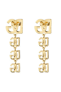 Gold-tone Dolce &amp; Gabbana women’s DG long earrings with cascading interlocking CC logo drop design