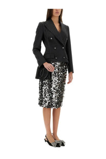 Dolce gabbana women’s grey double breasted blazer with silver buttons and structured shoulders