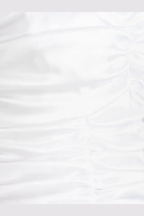 Dolce &amp; gabbana women’s draped satin mini dress in white featuring smooth glossy satin fabric with gentle folds