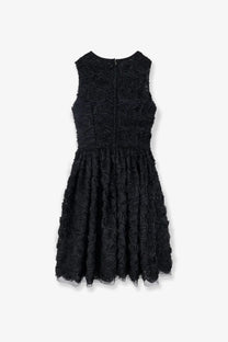 Dolce &amp; Gabbana women’s black sleeveless dress with fitted bodice flared skirt and 3D rose appliqués