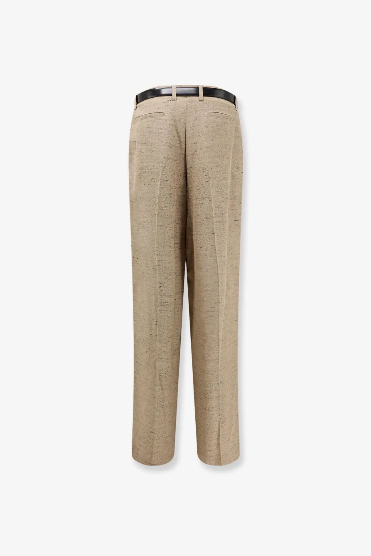 Dolce &amp; Gabbana women’s élange beige textured trousers with black belt in white for stylish casual wear