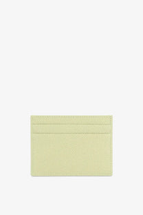 Dolce &amp; Gabbana women’s pale green hammered leather card holder with textured finish and precise edge stitching