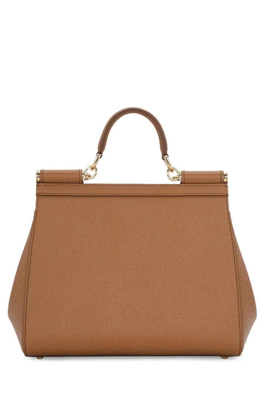 Dolce &amp; Gabbana women’s large beige Sicily handbag in tan leather with gold-tone hardware and top handle
