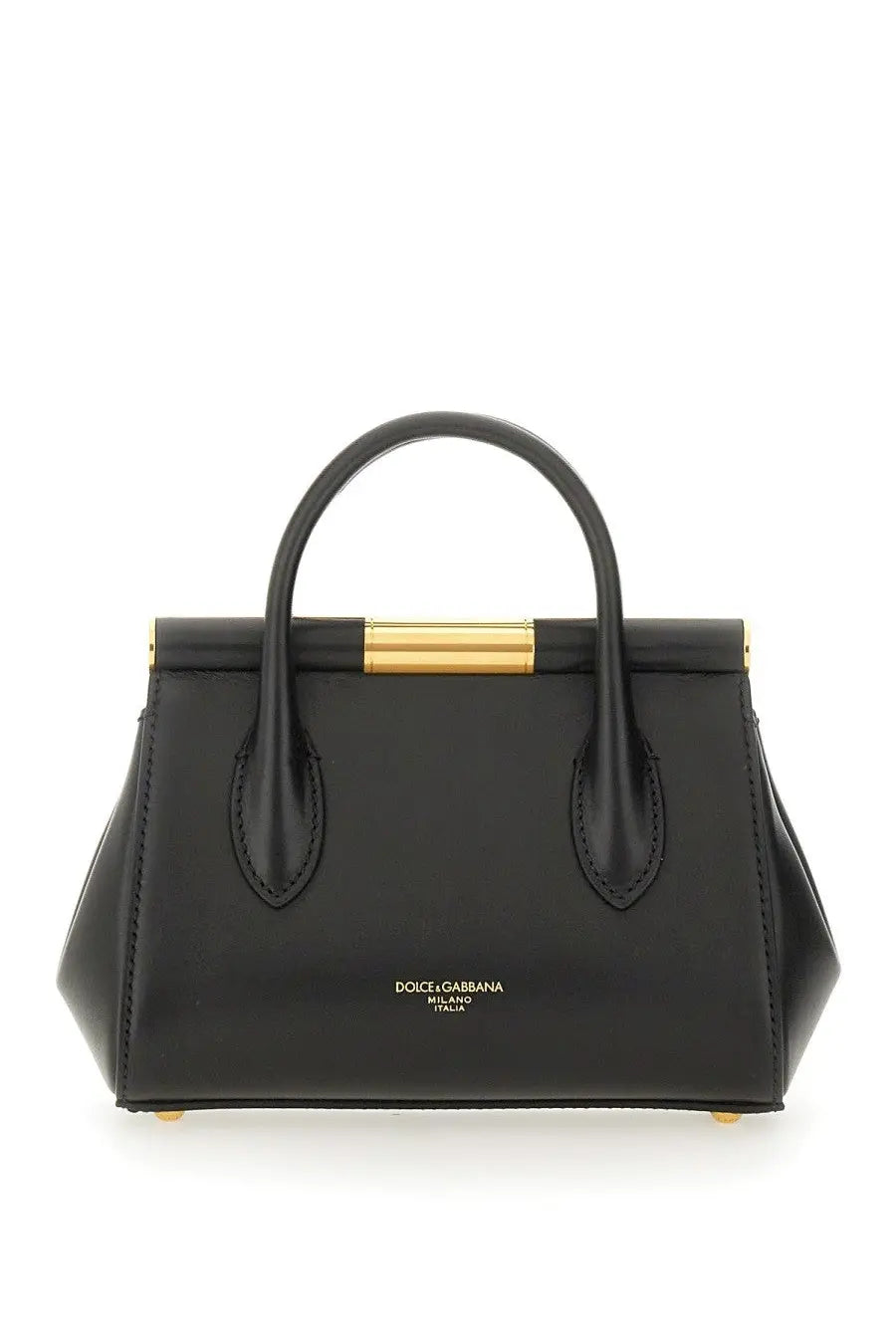 Dolce &amp; Gabbana women’s black leather handbag Marlene with gold-tone hardware and minimalist design