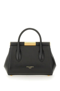 Dolce &amp; Gabbana women’s black leather handbag Marlene with gold-tone hardware and minimalist design