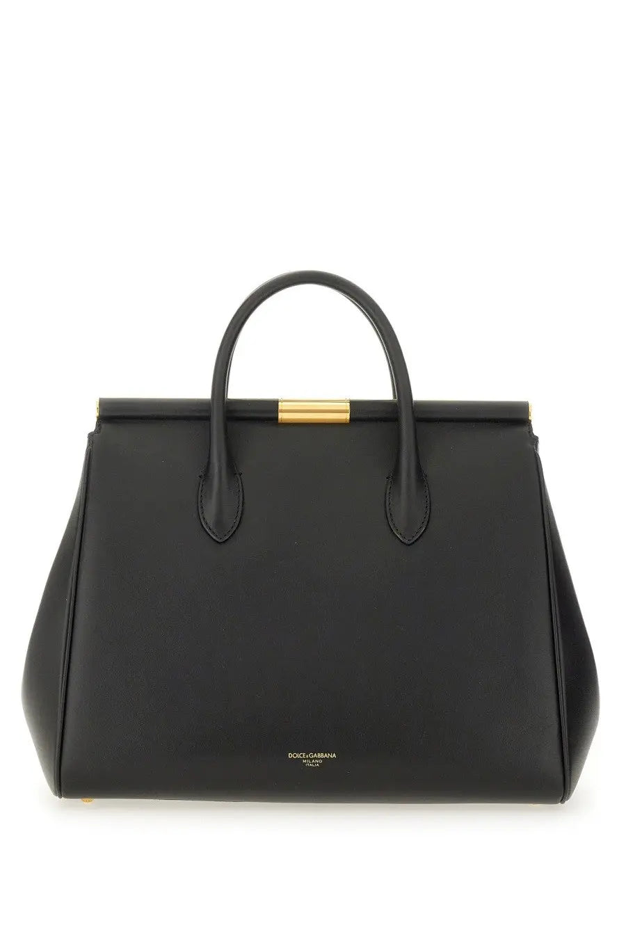 Dolce &amp; gabbana women’s black leather handbag Marlene with gold-tone hardware and structured rectangular design