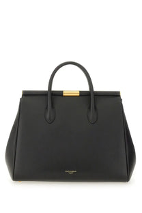 Dolce &amp; gabbana women’s black leather handbag Marlene with gold-tone hardware and structured rectangular design