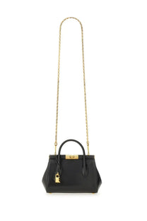 Dolce &amp; Gabbana women’s black leather handbag Marlene with gold-tone chain strap and clasp