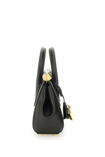 Dolce &amp; Gabbana women’s black leather mini handbag with gold-tone hardware and matching padlock detail