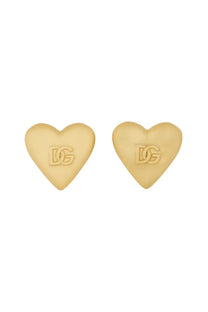 Dolce &amp; gabbana women’s heart earrings gold with gold heart-shaped studs and subtle dg logo embossed on each