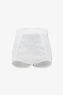 Dolce &amp; Gabbana women’s white jacquard shorts with white lace-trimmed briefs and smooth elastic waistband