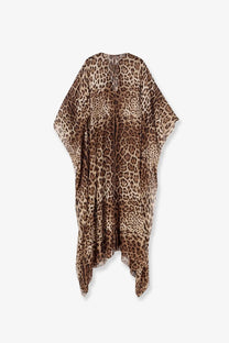 A flowing leopard print kaftan in soft beige and brown silk from dolce &amp; gabbana womens kaftano dress pattern
