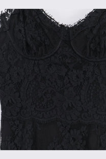 Dolce &amp; Gabbana women’s black lace dress with intricate floral patterns and scalloped neckline