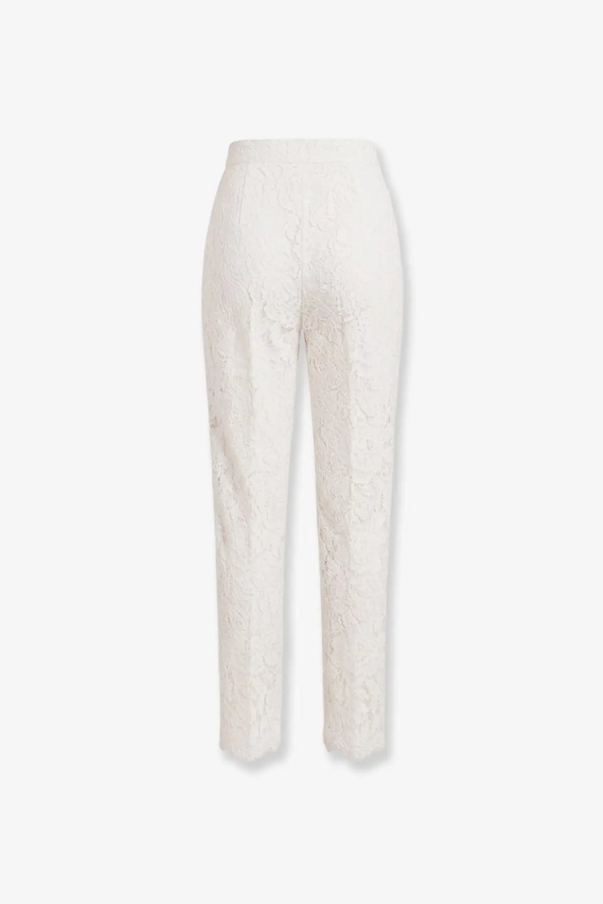 Dolce &amp; Gabbana women’s white lace trousers with high waist and fitted silhouette for elegant wear