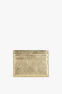 Dolce &amp; Gabbana women’s laminated leather card holder gold with textured finish stitched edges and multiple slots