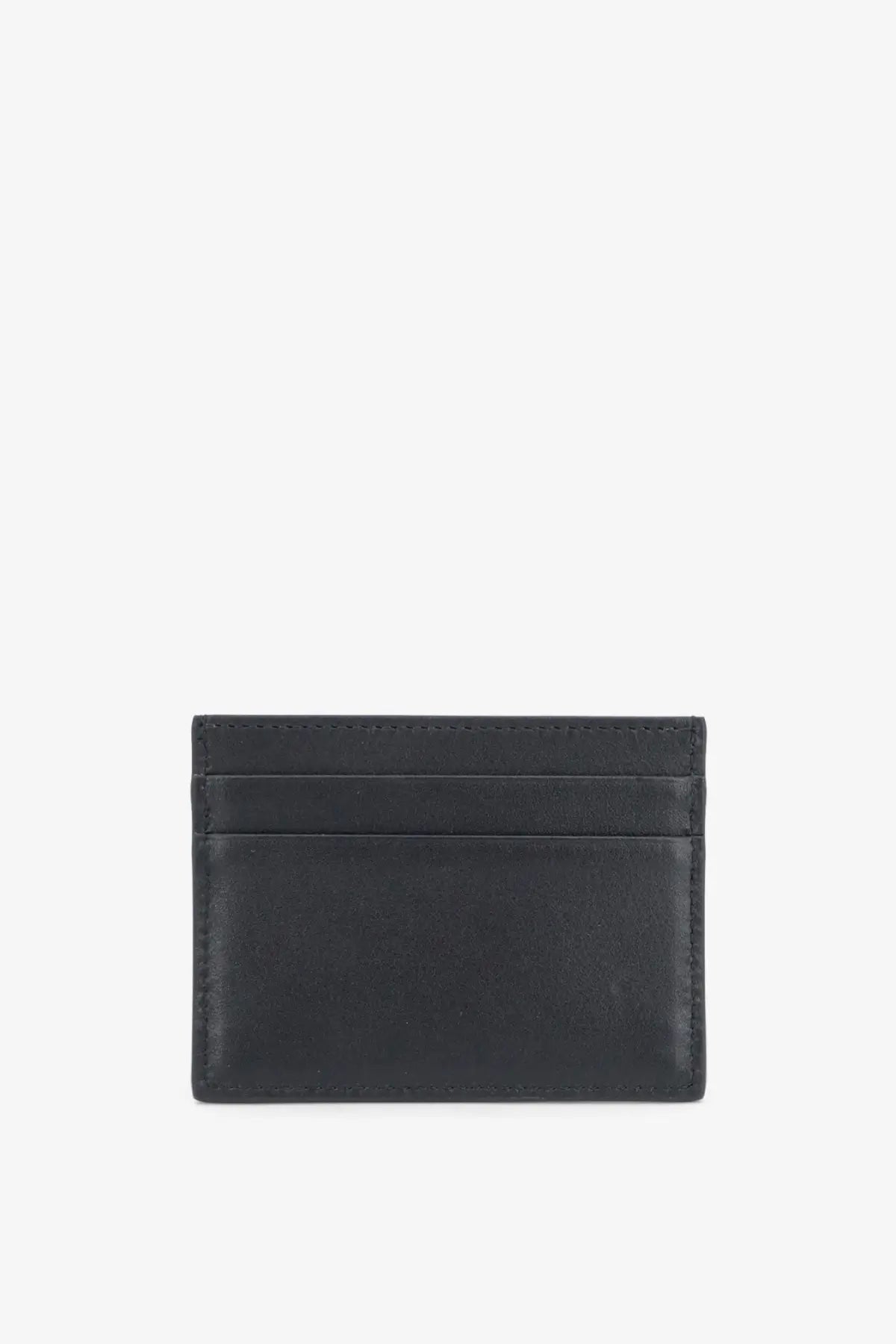 Dolce &amp; Gabbana women’s black leather card holder with stitched edges and multiple slots for organizing cards