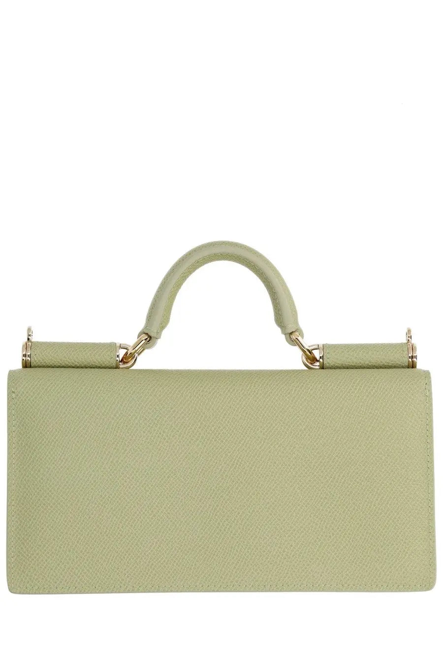Dolce &amp; Gabbana women’s mini bag in pale green textured leather with structured shape and gold-tone hardware