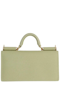 Dolce &amp; Gabbana women’s mini bag in pale green textured leather with structured shape and gold-tone hardware