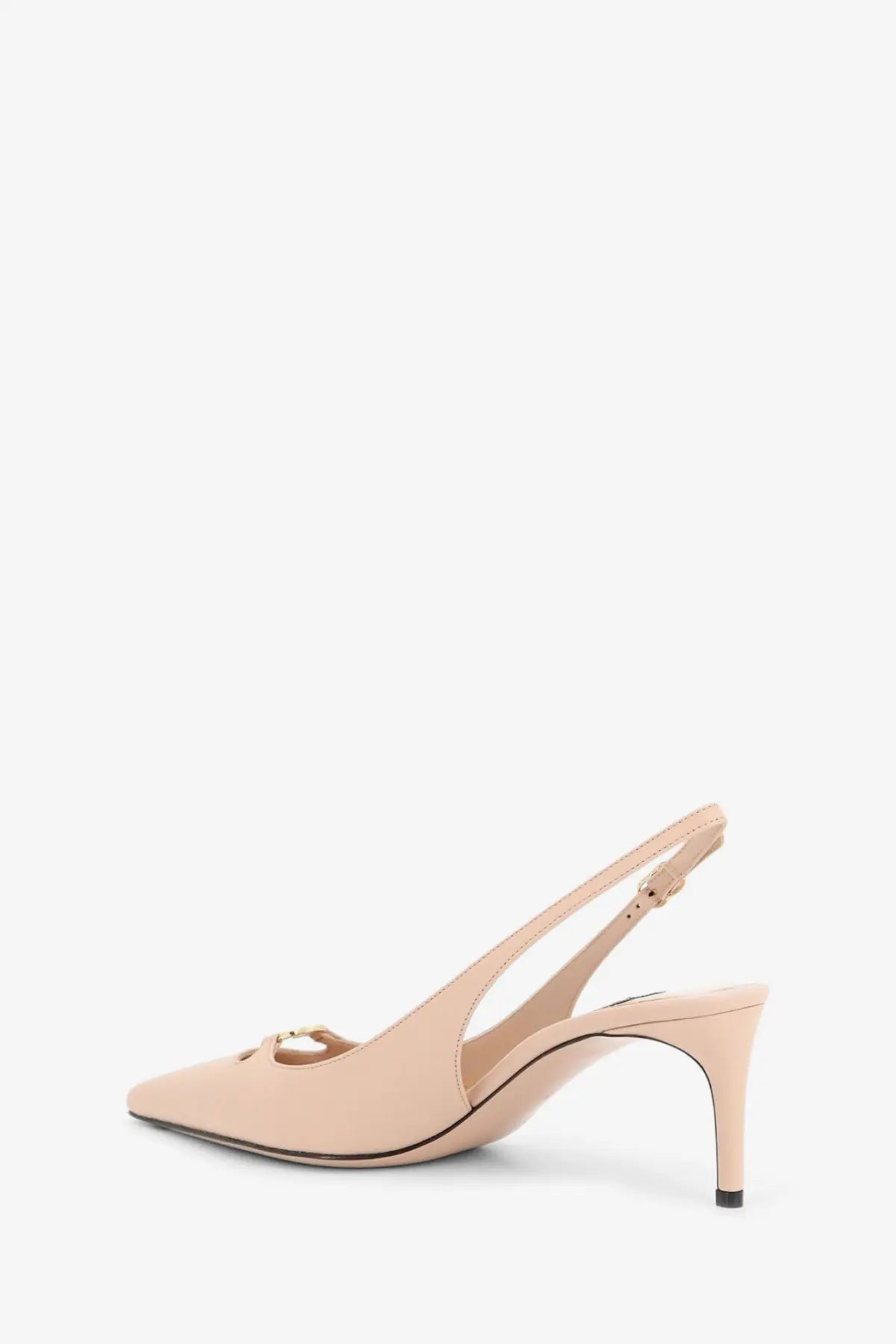 Dolce &amp; Gabbana women’s beige leather slingback pumps with gold-tone buckle and slender heel