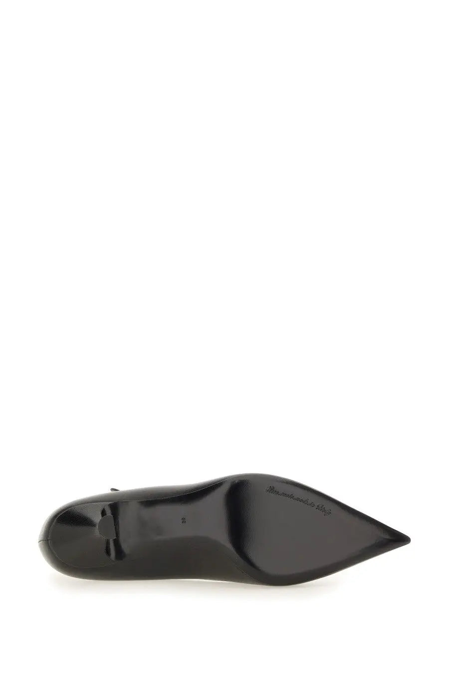 Dolce &amp; Gabbana women’s black patent leather pointed-toe pump with a sleek glossy finish and minimalist design