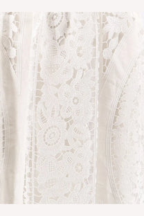 Dolce &amp; gabbana women’s linen and cotton skirt white featuring delicate white floral lace trim with intricate patterns