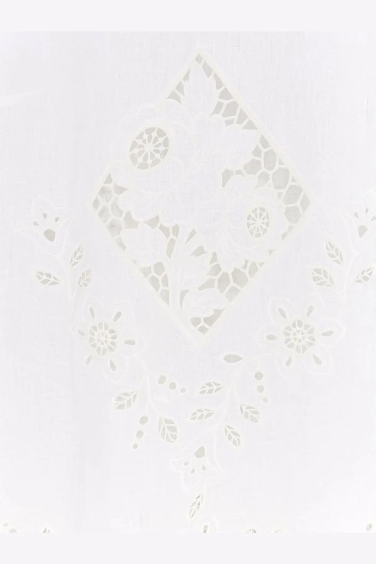 Dolce and gabbana women’s white linen top with delicate floral and geometric cut-out lace fabric patterns