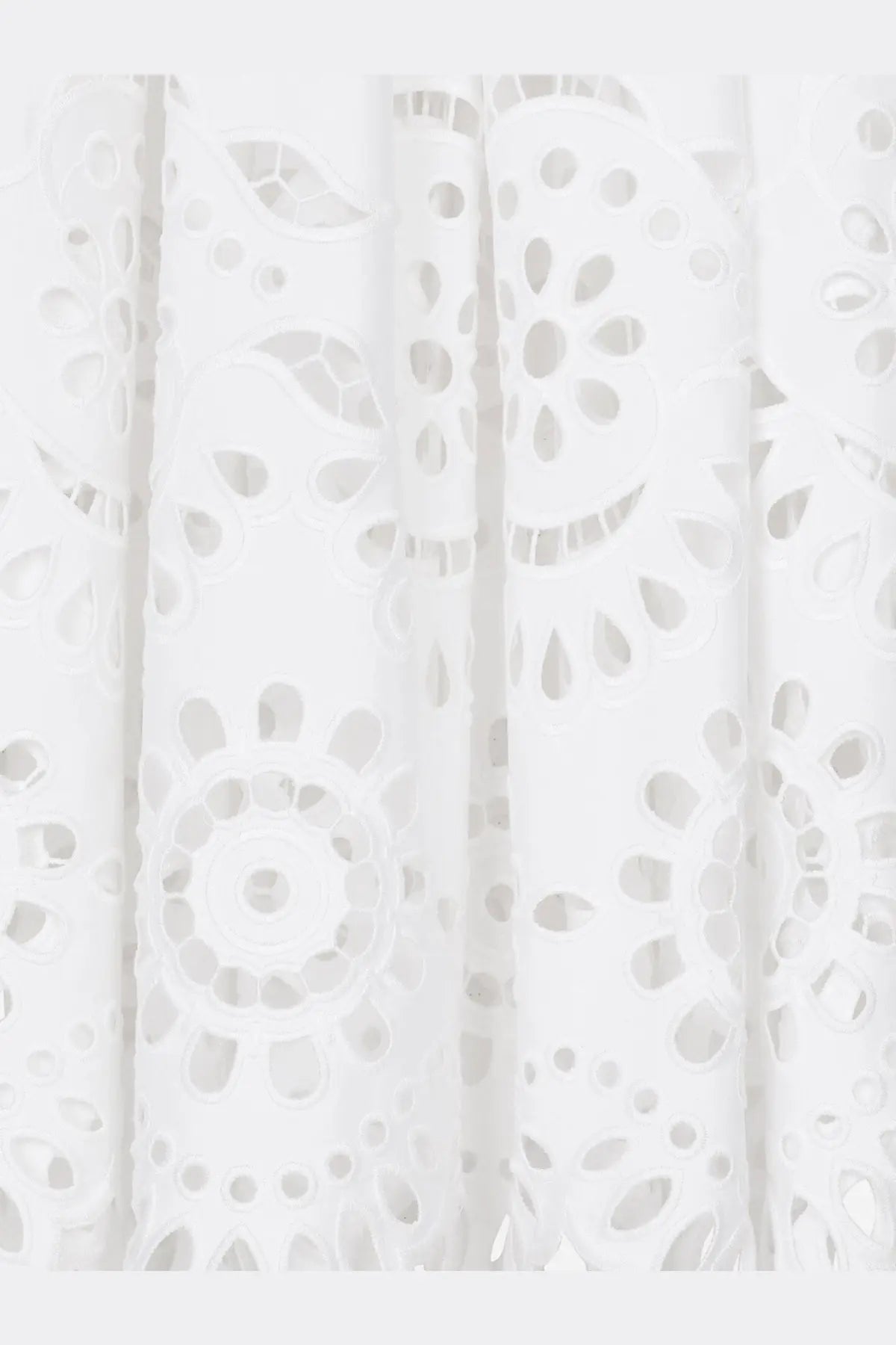 Dolce &amp; gabbana women’s long cotton poplin skirt in white featuring delicate white eyelet lace floral and circular cutouts