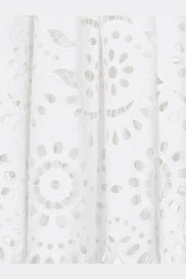 Dolce &amp; gabbana women’s long cotton poplin skirt in white featuring delicate white eyelet lace floral and circular cutouts