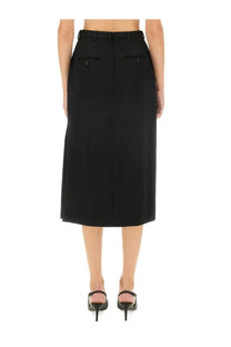 Dolce &amp; Gabbana women’s black high-waisted longuette skirt with front pockets and straight cut design