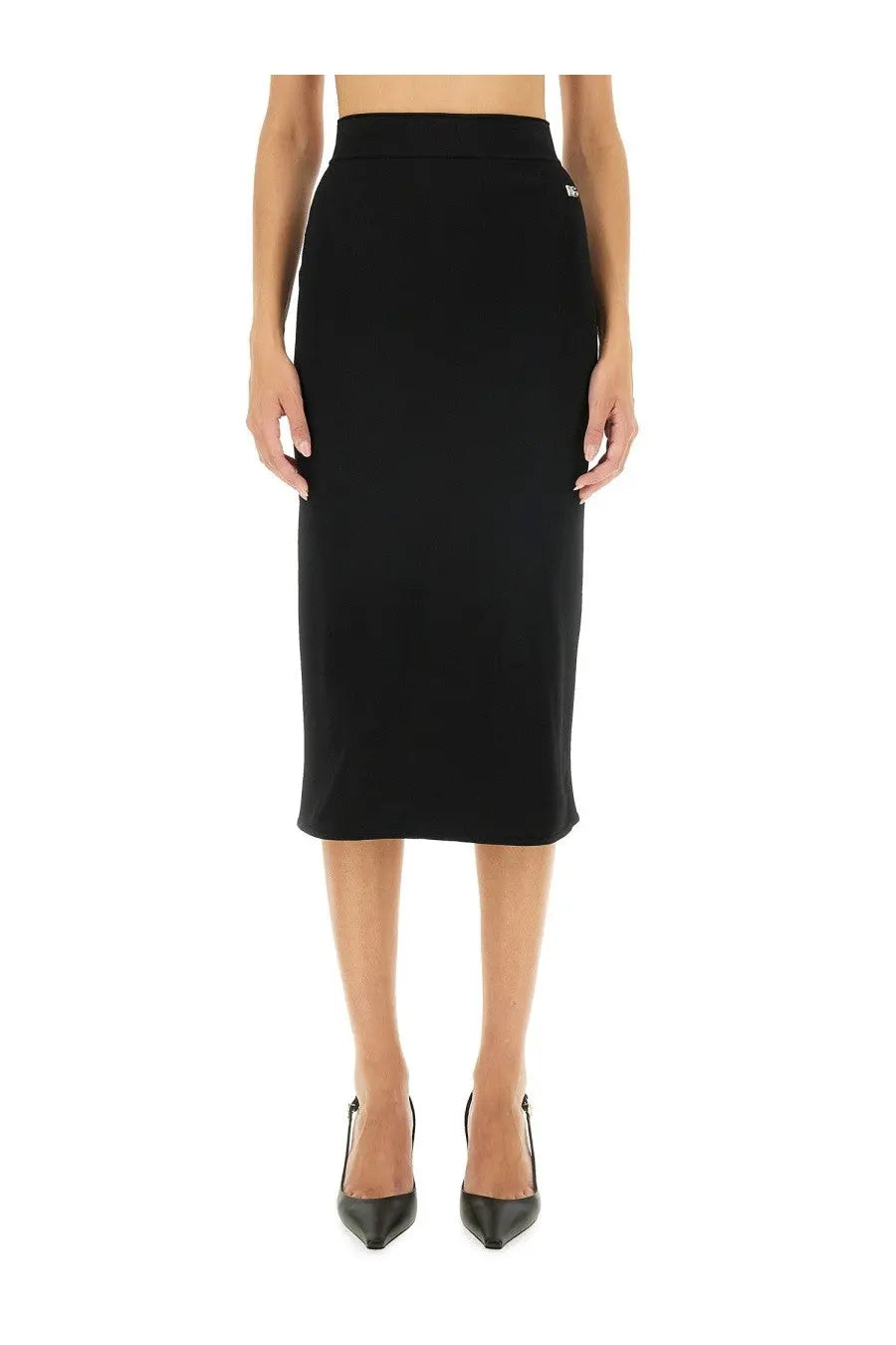 Dolce &amp; Gabbana women’s longuette skirt black sleek high-waisted midi skirt with form-fitting design