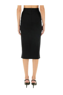 Dolce &amp; gabbana women’s black high-waisted longuette pencil skirt with smooth tailored fit and central back zipper view