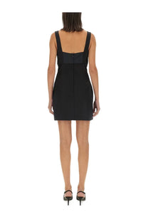 Dolce &amp; gabbana women’s black mini dress with satin embellishments and a structured bodice in a sleek silhouette