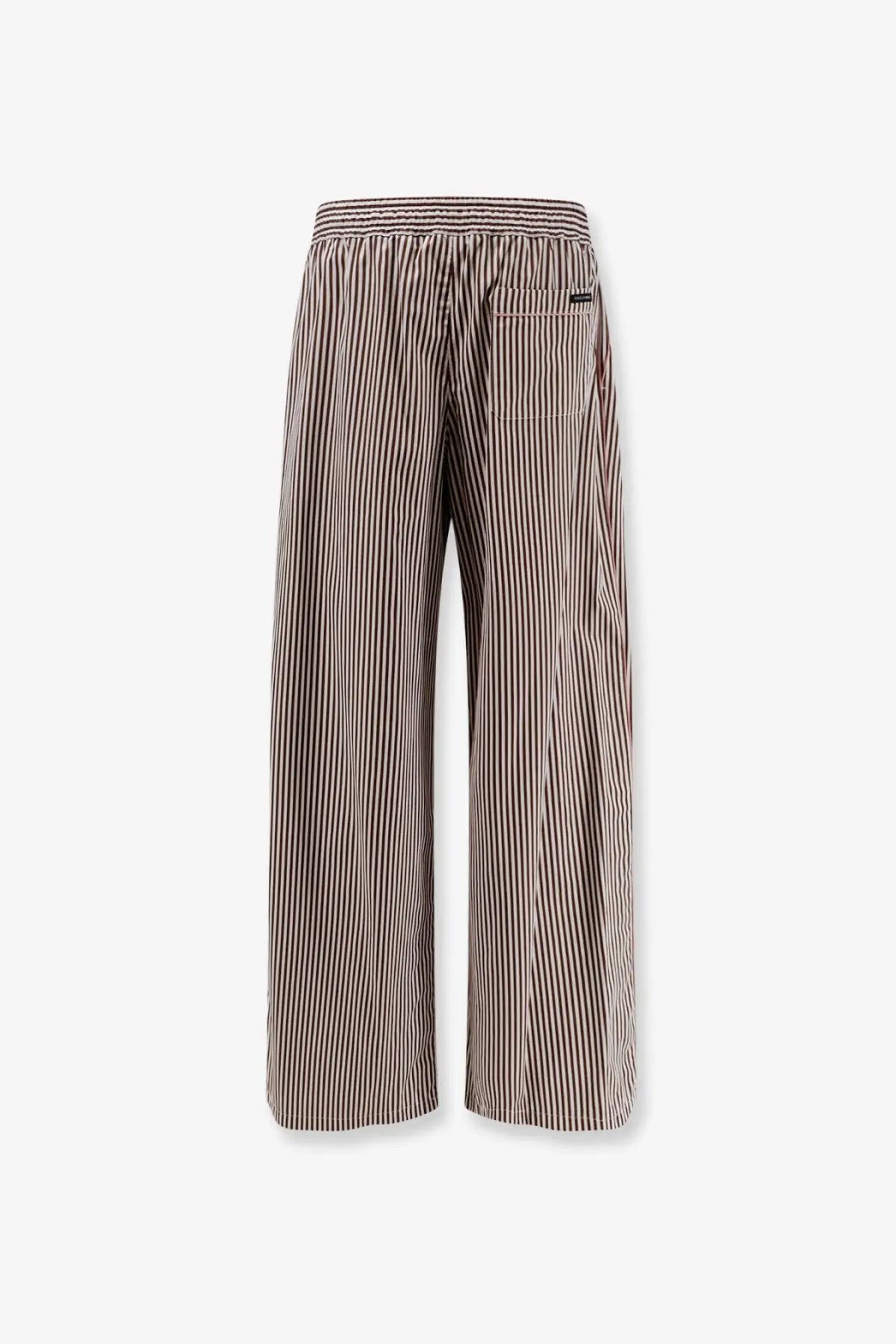 Dolce &amp; gabbana women’s cotton poplin pajamas trousers with beige and dark brown striped wide-leg and elastic waist