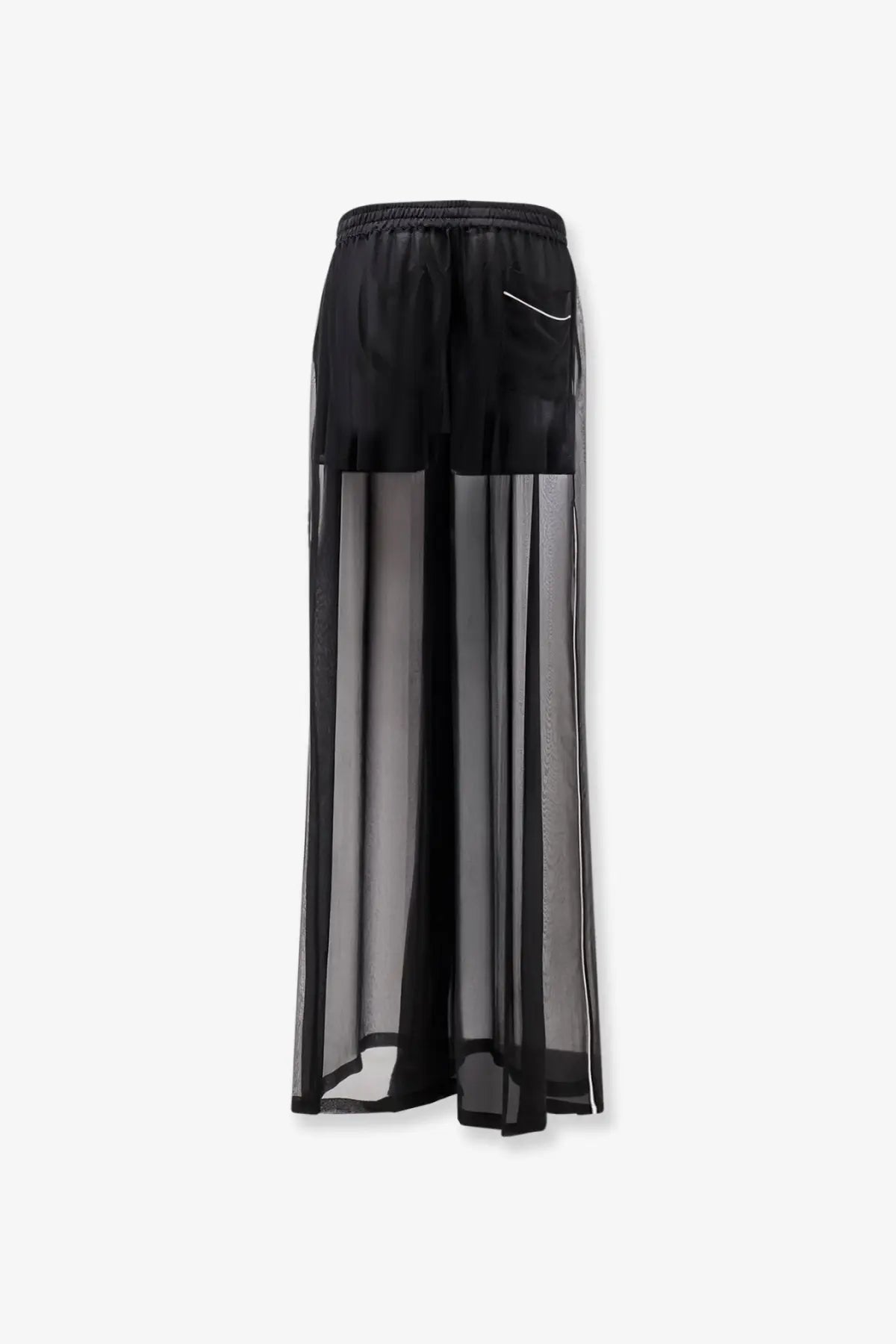 Dolce &amp; Gabbana women’s black silk trousers with sheer mesh panels and white logo on the side
