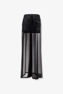 Dolce &amp; Gabbana women’s black silk trousers with sheer mesh panels and white logo on the side