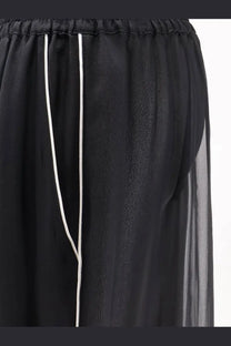 Dolce &amp; Gabbana women’s black silk satin trousers with white piping along the side seam for pajamas