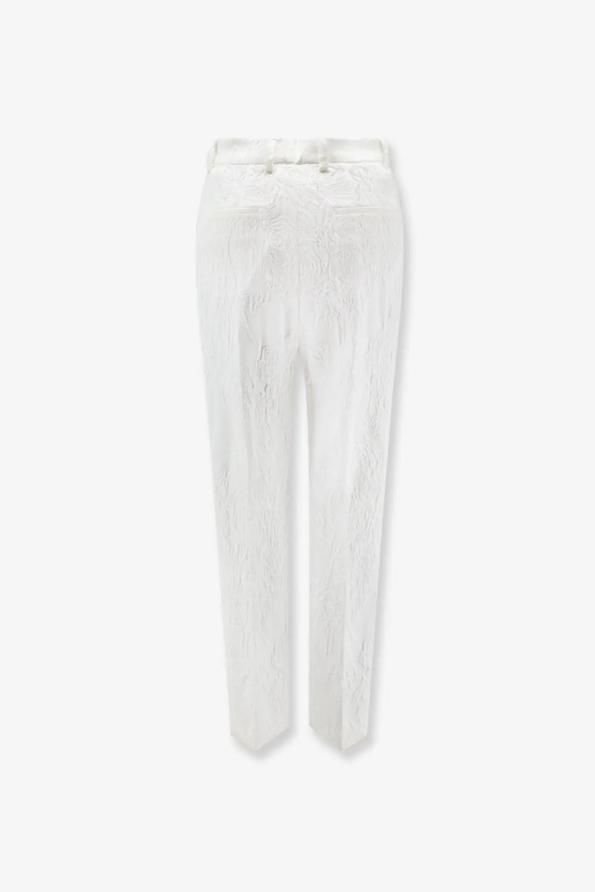 Dolce &amp; gabbana women’s pantaloni in cotone viscosa white textured trousers with subtle woven pattern and tailored fit