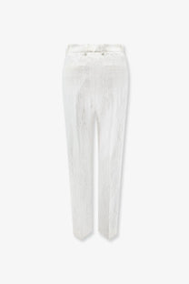 Dolce &amp; gabbana women’s pantaloni in cotone viscosa white textured trousers with subtle woven pattern and tailored fit