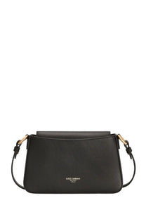 Dolce &amp; Gabbana women’s black leather crossbody phone bag with gold-tone hardware and minimalist design