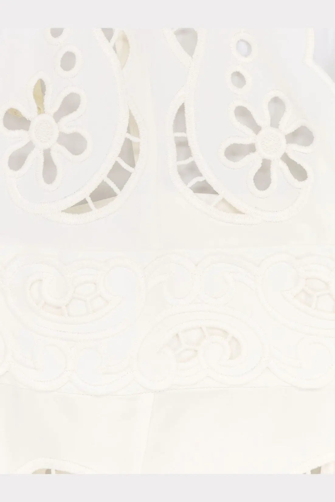 White embroidered lace with floral cutout patterns on dolce &amp; gabbana womens poplin mini dress white