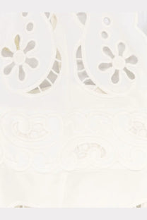 White embroidered lace with floral cutout patterns on dolce &amp; gabbana womens poplin mini dress white
