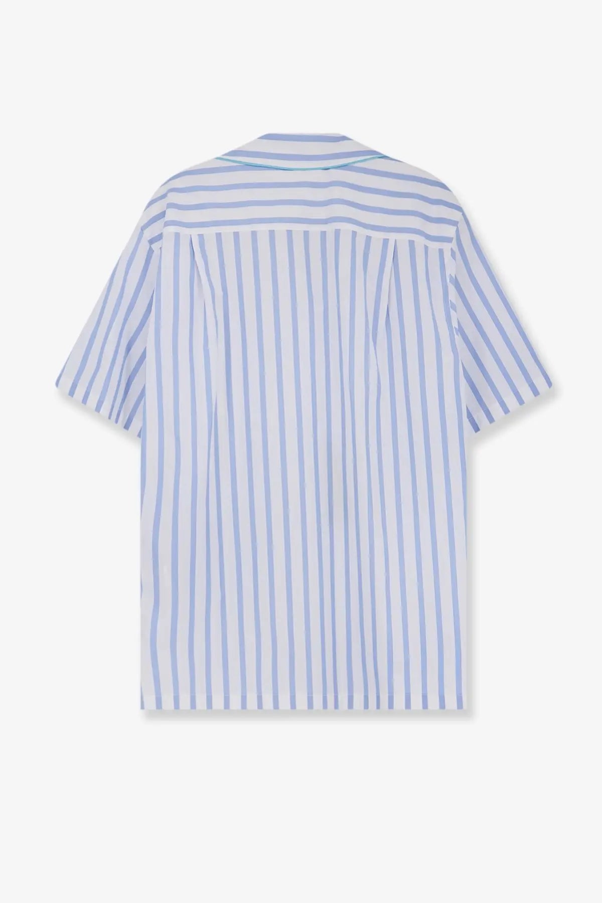 Dolce &amp; gabbana women’s pyjamas cotton and silk short-sleeved shirt with light blue and white vertical stripes and back pleats