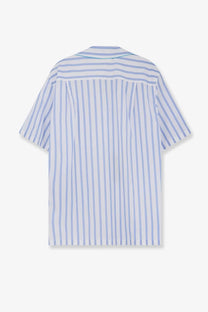 Dolce &amp; gabbana women’s pyjamas cotton and silk short-sleeved shirt with light blue and white vertical stripes and back pleats
