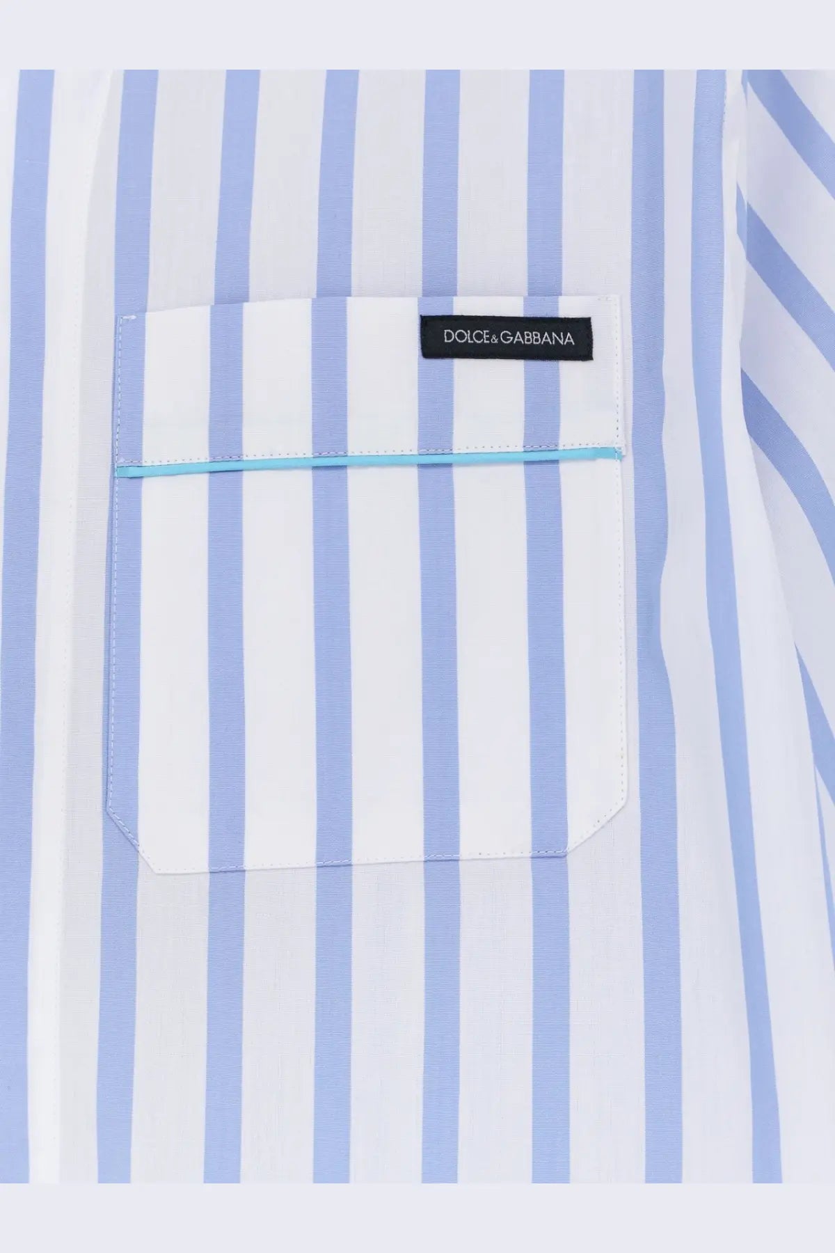 Dolce &amp; Gabbana women’s pyjamas cotton and silk shirt with light blue and white stripes and pale turquoise seam