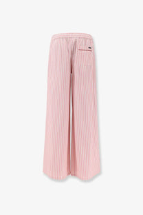 Dolce &amp; Gabbana women’s pink and white striped cotton and silk wide-leg pyjama trousers with elastic waistband