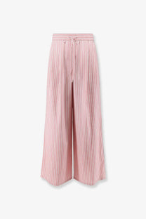 Dolce &amp; Gabbana women’s pyjamas cotton and silk wide-leg trousers with pink and white vertical stripes and drawstring waist