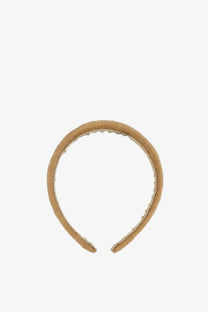 Dolce &amp; gabbana women’s brown rayon headband with tan raffia textured woven design